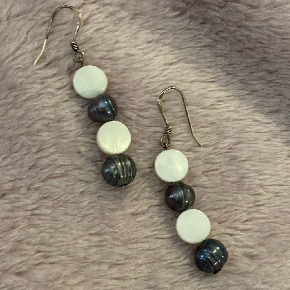 Authentic, Freshwater, Black Pearl, Earrings